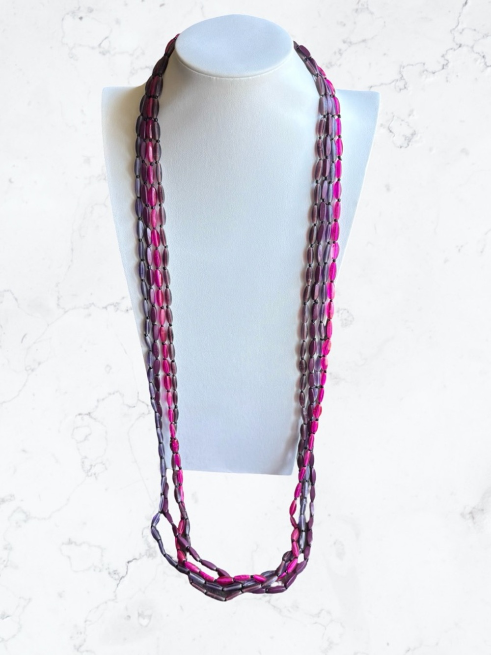 Premier Designs Pink and Purple Multi-Strand Beaded Necklace